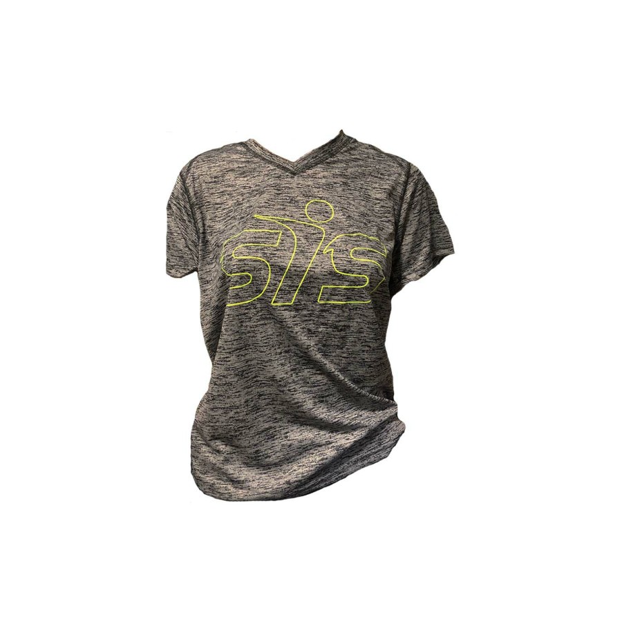 Baseball Apparels * | Smash It Sports Tonal Blend Ladies V-Neck Tee -Outline Logo-Grey/Volt Discount