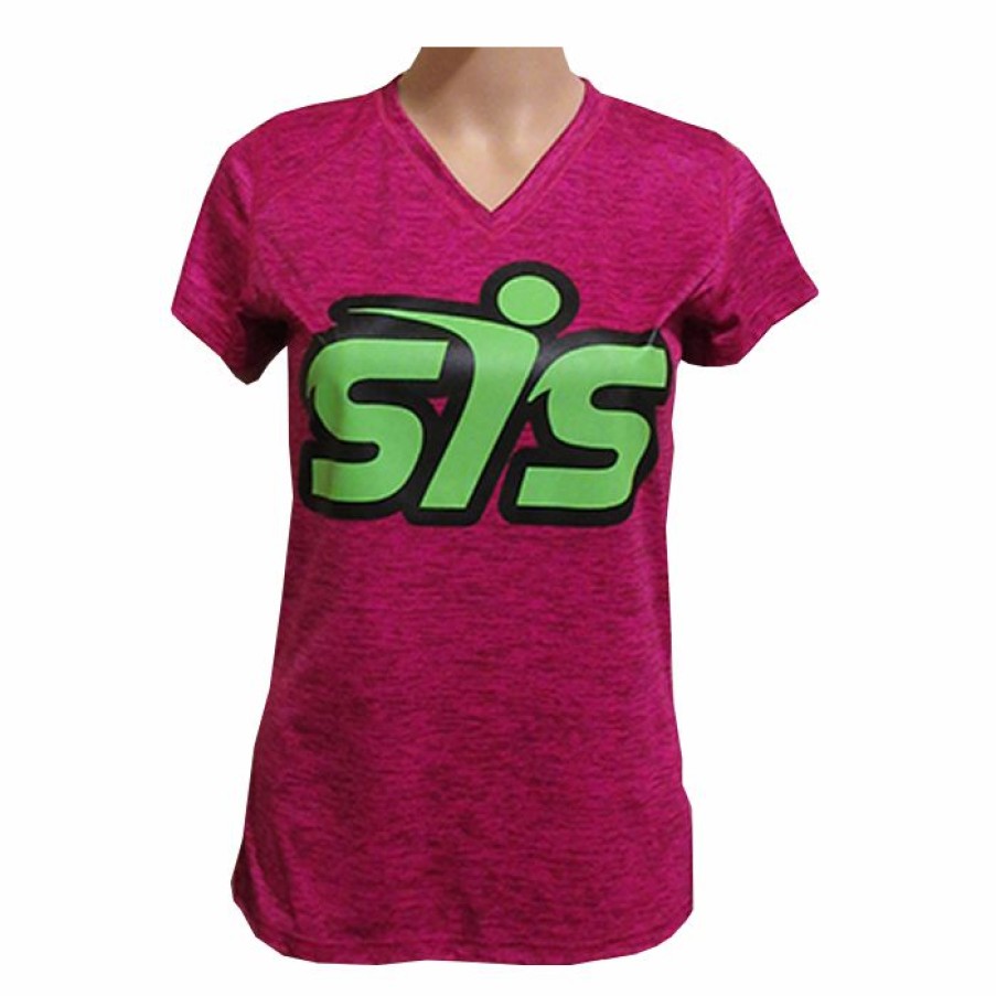 Baseball Apparels * | Sis Tonal Blend Ladies V-Neck Tee Badger (Hot Pink-Black/Green) Sale