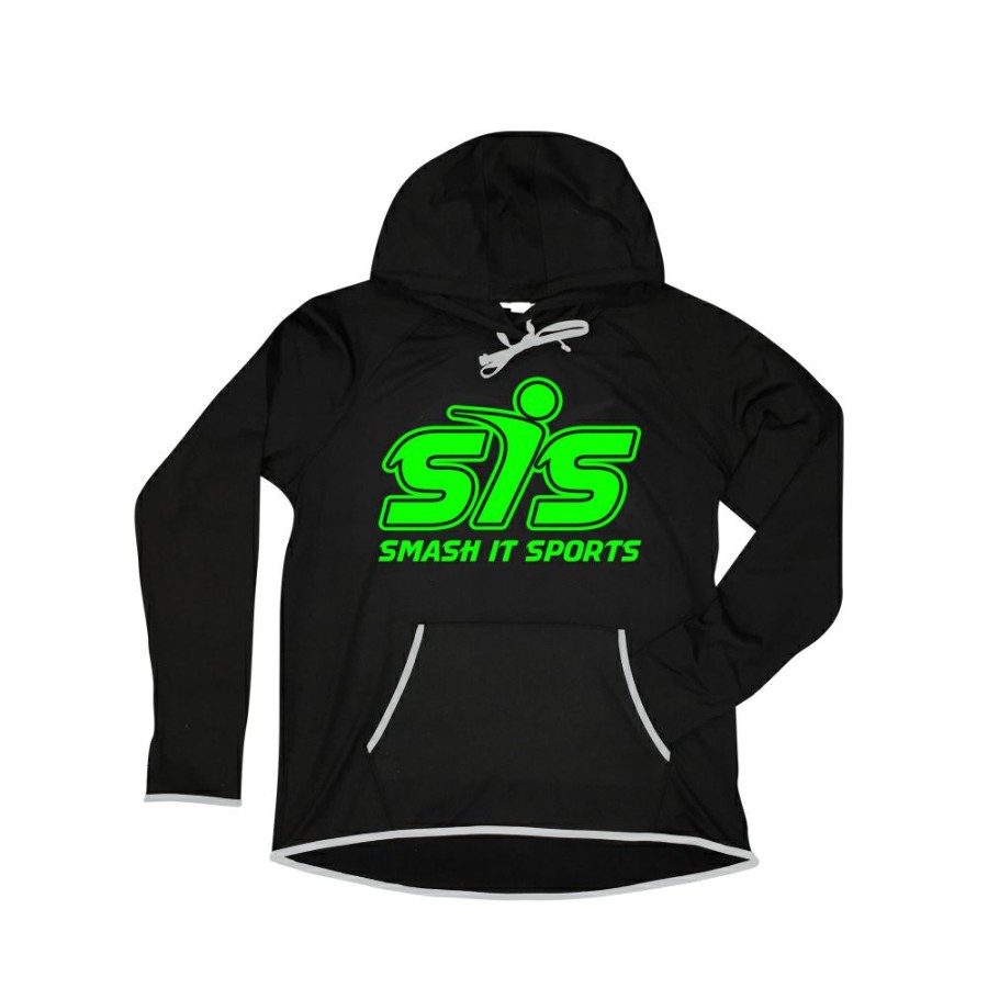 Baseball Apparels * | Smash It Sports Ladies Hoodie- Black/Neon Green Sis Logo Online