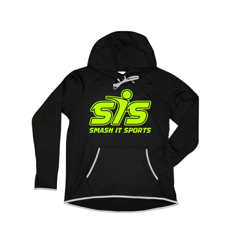 Baseball Apparels * | Smash It Sports Ladies Hoodie- Black/Volt Sis Logo Online