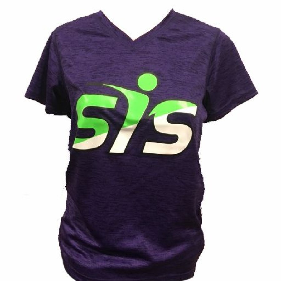 Baseball Apparels * | Sis Tonal Blend Ladies V-Neck Tee Badger (Purple-Neongreen/White/Black) Discount